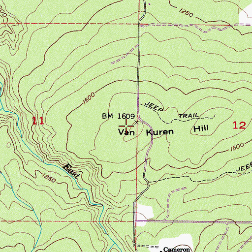 Topographic Map of Van Kuren Hill, WA