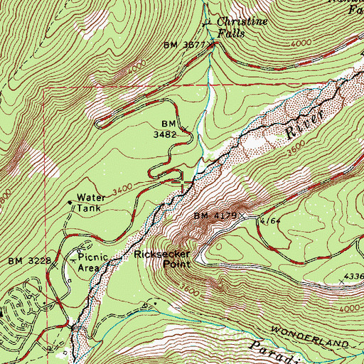 Topographic Map of Van Trump Creek, WA