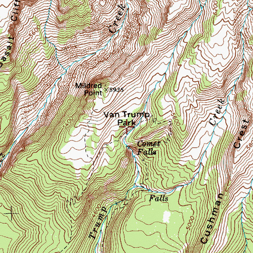 Topographic Map of Van Trump Park, WA