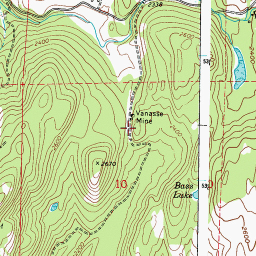 Topographic Map of Vanasse Mine, WA
