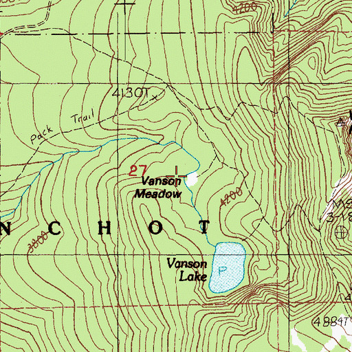 Topographic Map of Vanson Meadow, WA