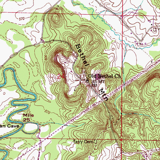 Topographic Map of Old Bethel Church, AL