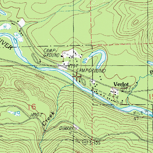 Topographic Map of Verlot, WA