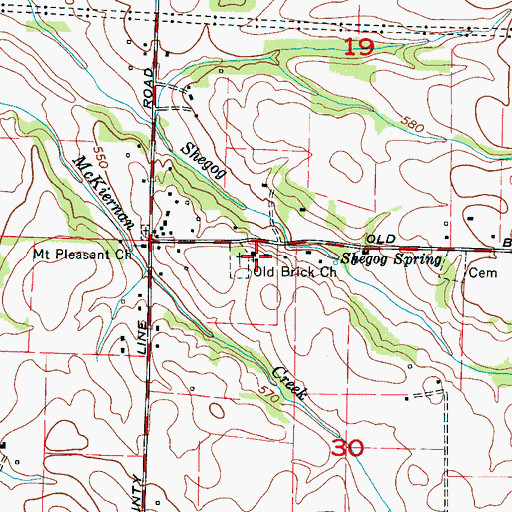 Topographic Map of Old Brick Presbyterian Church, AL