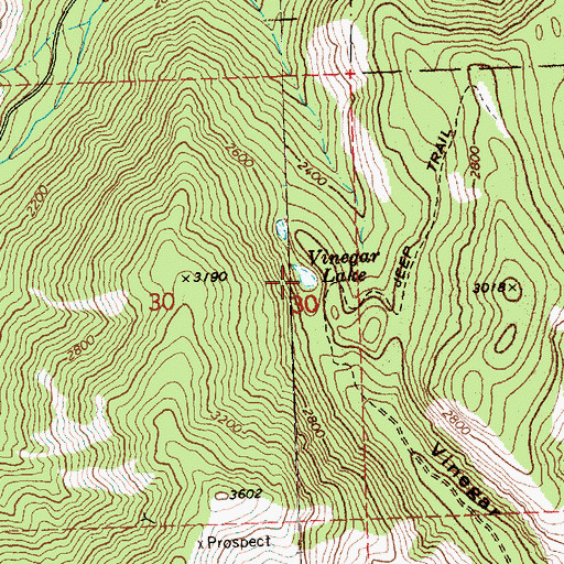 Topographic Map of Vinegar Lake, WA