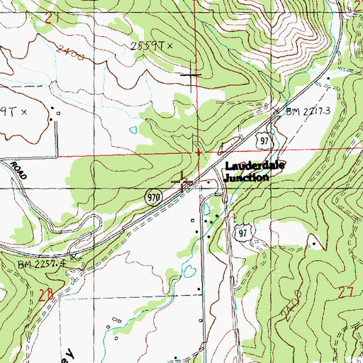 Topographic Map of Lauderdale Junction, WA