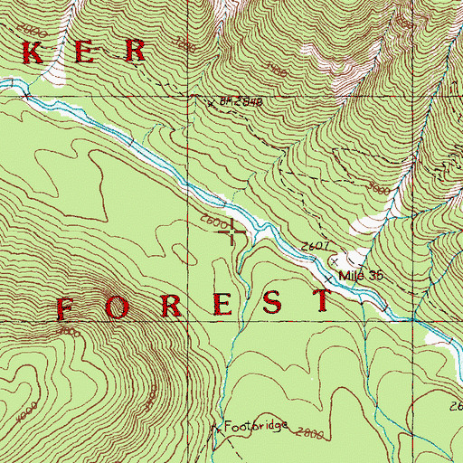 Topographic Map of Vista Creek, WA
