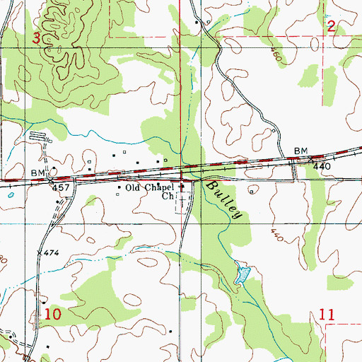 Topographic Map of Old Chapel Methodist Church, AL