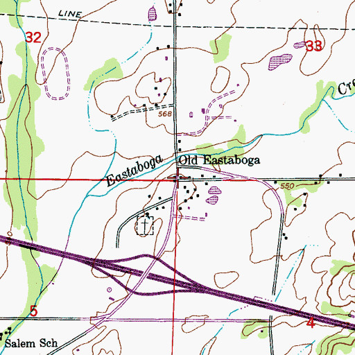 Topographic Map of Old Eastaboga, AL