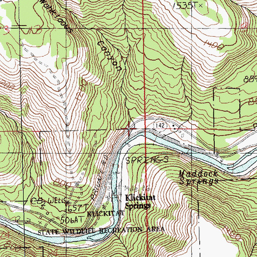 Topographic Map of Wahkiaous Canyon, WA