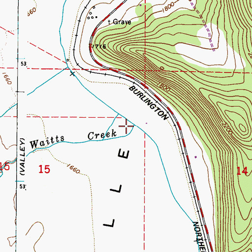 Topographic Map of Waitts Creek, WA