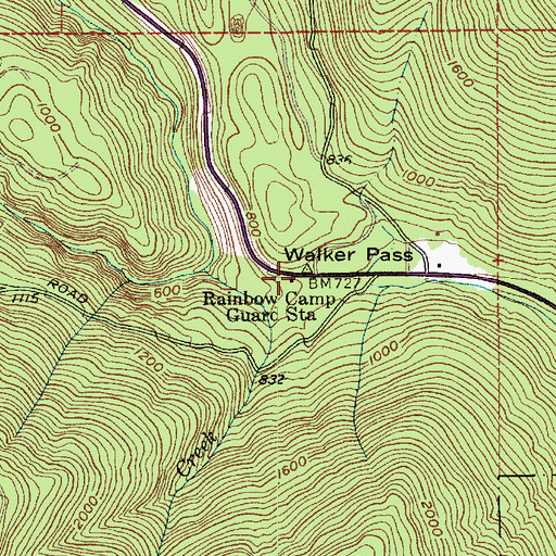 Topographic Map of Walker Pass, WA