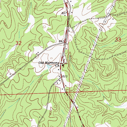 Topographic Map of Harmony Presbyterian Church, AL