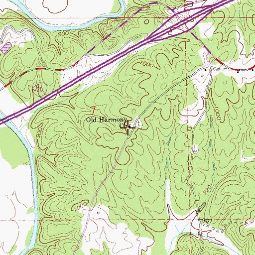 Topographic Map of Old Harmony Church, AL