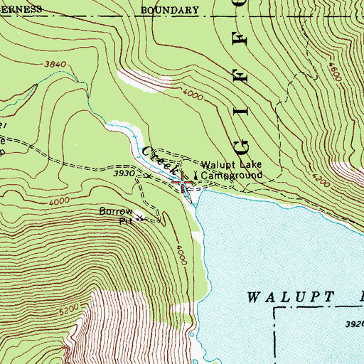 Topographic Map of Walupt Lake Campground, WA