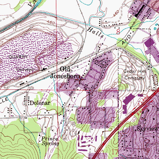 Topographic Map of Old Jonesboro, AL