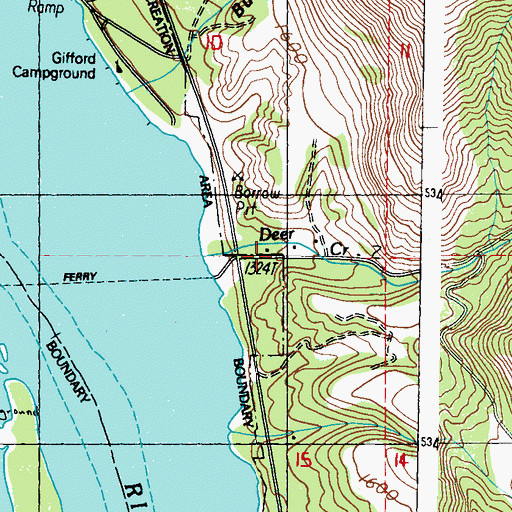 Topographic Map of Ward School, WA