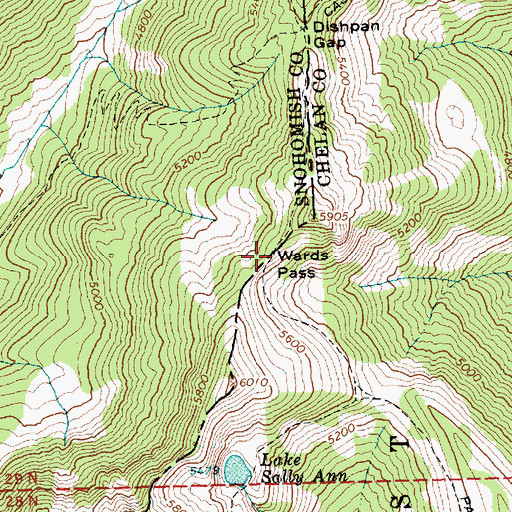 Topographic Map of Wards Pass, WA