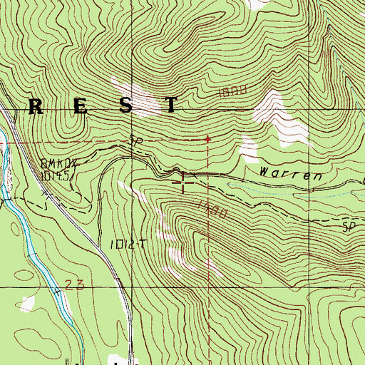 Topographic Map of Warren Gap, WA