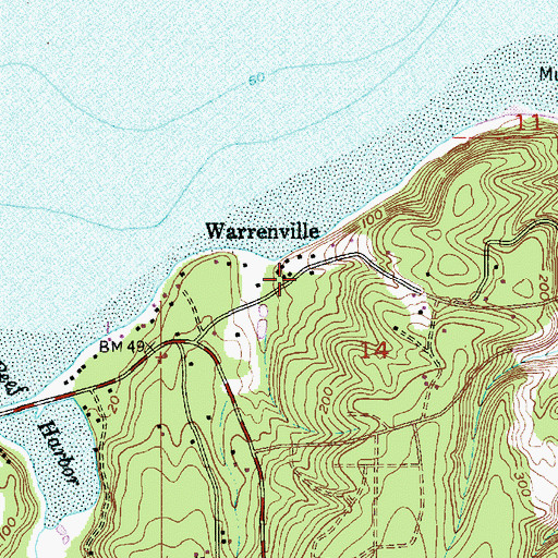 Topographic Map of Warrenville, WA