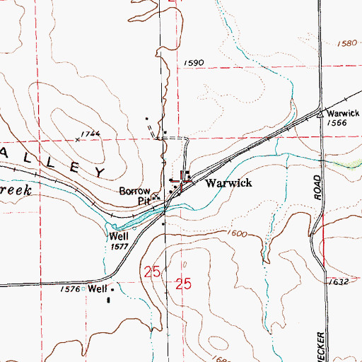 Topographic Map of Warwick, WA