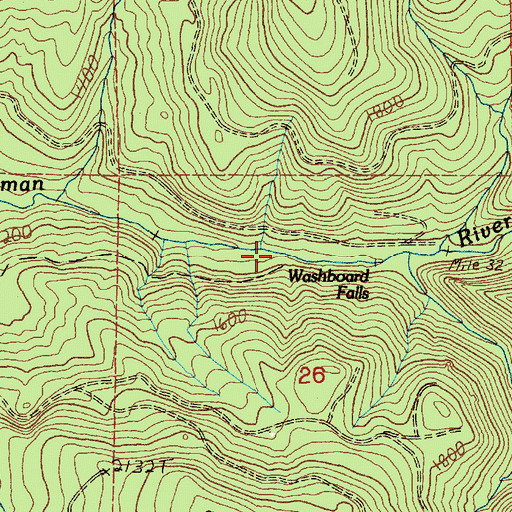 Topographic Map of Washboard Falls, WA