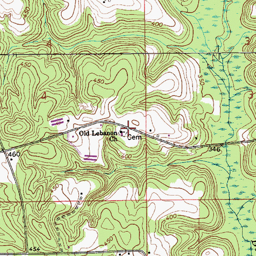 Topographic Map of Old Lebanon Church, AL