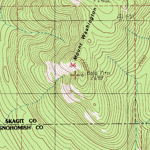 Topographic Map of Bryant Hill, WA