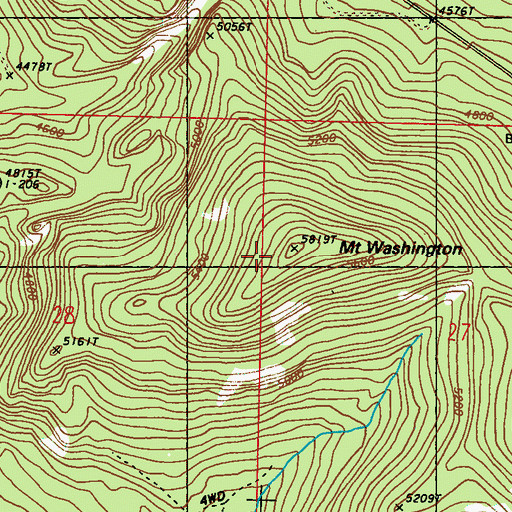 Topographic Map of Mount Washington, WA