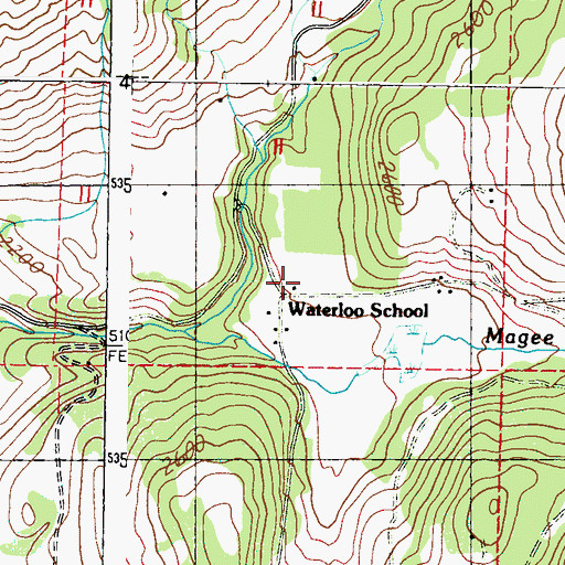Topographic Map of Waterloo School, WA