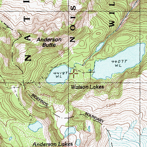 Topographic Map of Watson Lakes, WA
