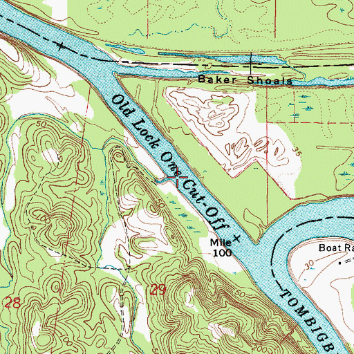 Topographic Map of Old Lock One Cut-Off, AL