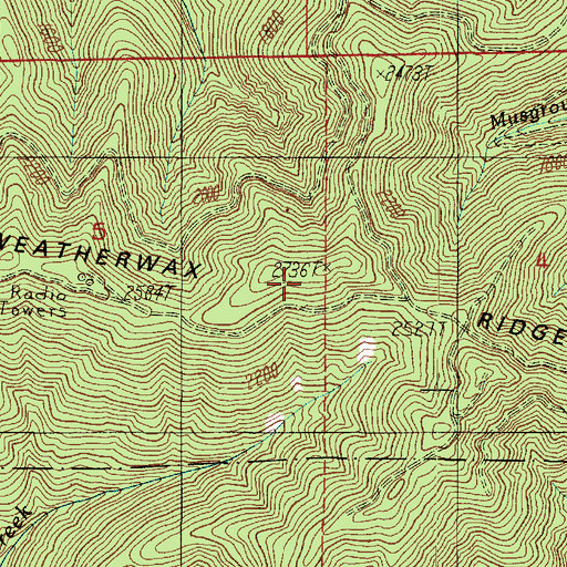 Topographic Map of Weatherwax Ridge, WA