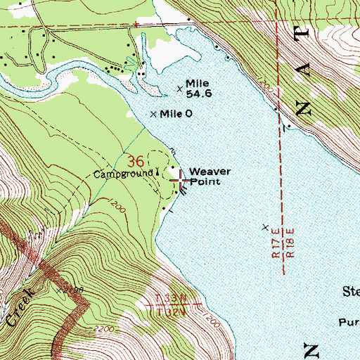 Topographic Map of Weaver Point, WA