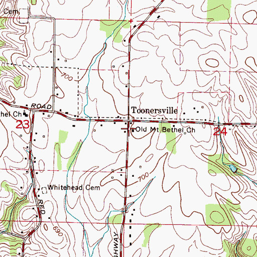 Topographic Map of Old Mount Bethel Cumberland Presbyterian Church, AL