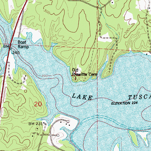 Topographic Map of Old Prewitte Cemetery, AL