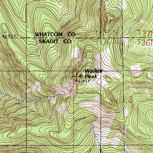 Topographic Map of Welker Peak, WA