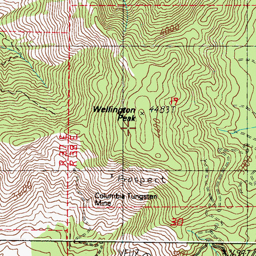 Topographic Map of Wellington Peak, WA