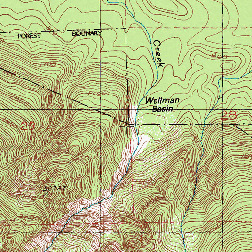 Topographic Map of Wellman Basin, WA