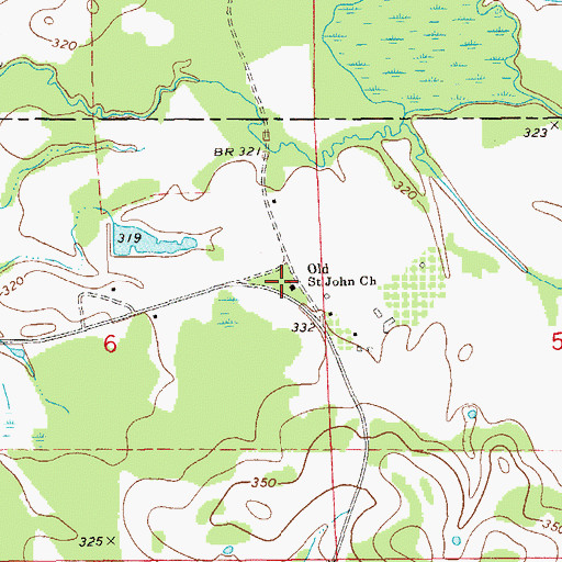 Topographic Map of Old Saint John Church, AL