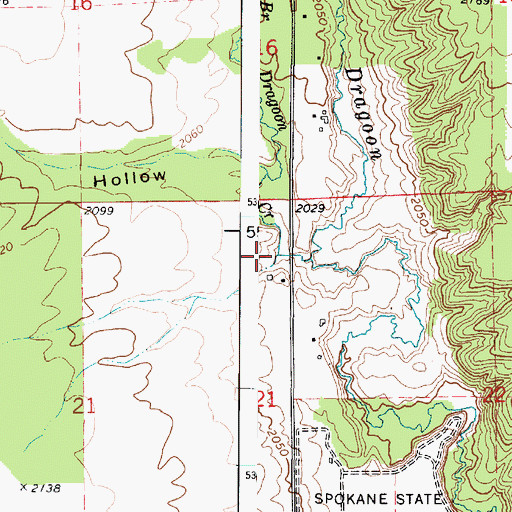 Topographic Map of West Branch Dragoon Creek, WA