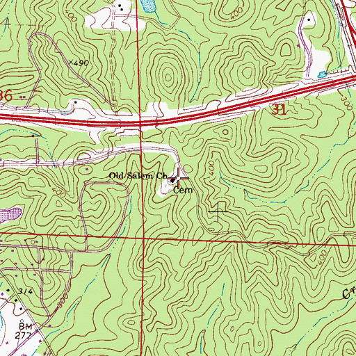 Topographic Map of Old Salem Baptist Church, AL