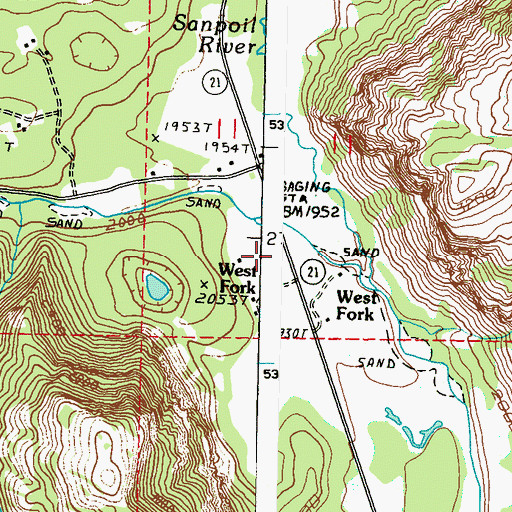 Topographic Map of West Fork, WA