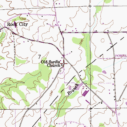 Topographic Map of Old Sardis Church, AL