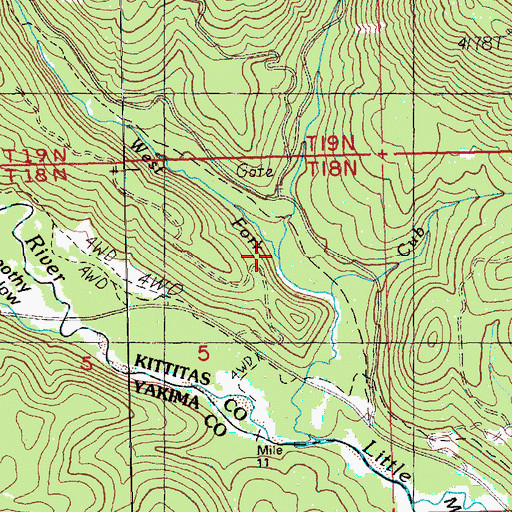 Topographic Map of West Fork Bear Creek, WA