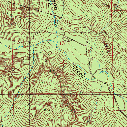 Topographic Map of West Fork Box Canyon Creek, WA