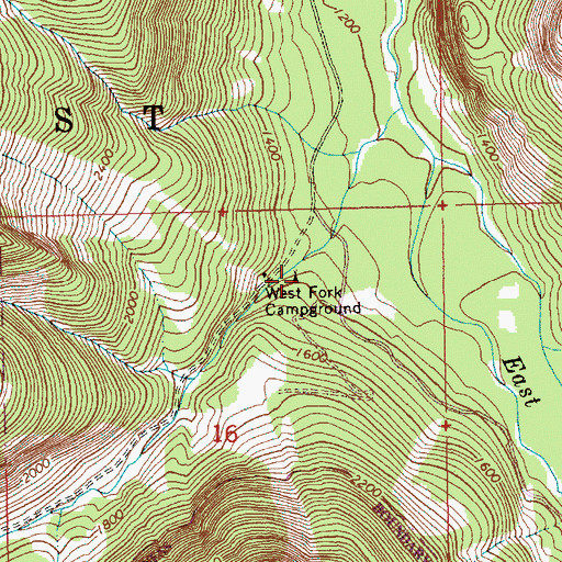 Topographic Map of West Fork Campground, WA