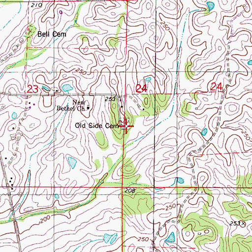 Topographic Map of Old Side Cemetery, AL