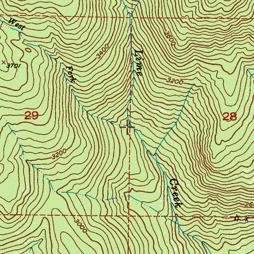 Topographic Map of West Fork Lime Creek, WA