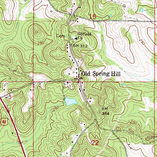 Topographic Map of Old Spring Hill, AL